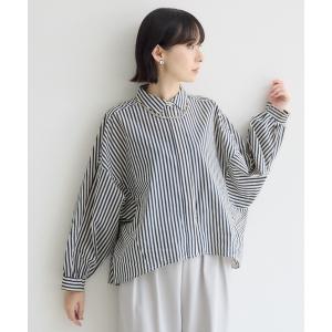 ブラウス シャツ Dignite Collier  ドルマンギャザーストライプシャツ レディース