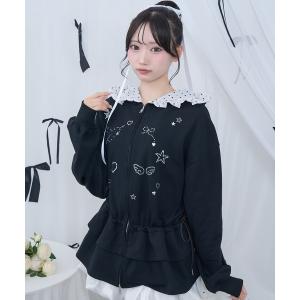 パーカー ストーンモチーフペプラムパーカー レディース