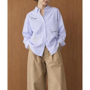 ブラウス シャツ 「AT THE TRNK」レタリング刺繍オックスシャツ レディース