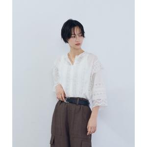 ブラウス シャツ インドレースパッチワークショートブラウス レディース