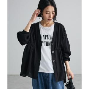 ブラウス シャツ Vネック切替リブドッキングシャツ レディース