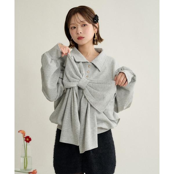 トレーナー スウェット ribbon design glitter polo sweat / リボン...