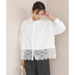 ブラウス シャツ 「STORY×UNFILOコラボ」イージーケア 裾レース クロップドシャツ レディース
