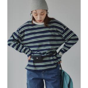 tシャツ 配色 マルチボーダー リンガー ロンT レディース