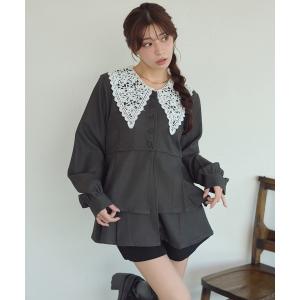 ブラウス シャツ lace collar peplum blouse / レースエリペプラムブラウス レディース