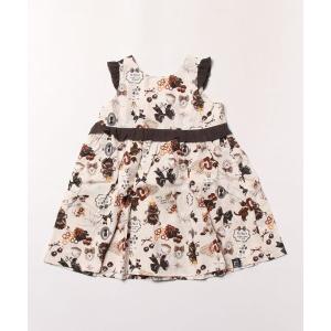 ジャンパースカート ブラウンねこプリント　2WAYジャンパースカート キッズ 子供服 女の子