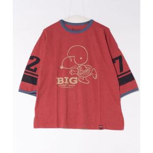 tシャツ CUBE SUGAR/キューブシュガー　32/-スラブ天竺 PEANUTSライン入り7分袖PO レディース