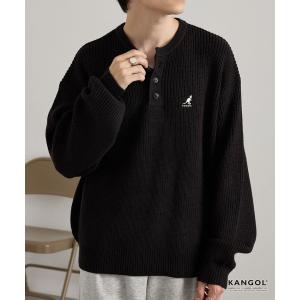セーター ニット KANGOL/カンゴール 別注 ロゴ刺繍 バルキー オーバーサイズ ヘンリーネックニット メンズ レディース