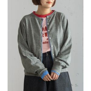 カーディガン 配色リブドルマンニットカーディガン レディース