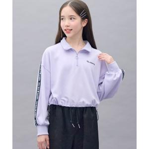 トレーナー 袖ライン ハーフジップ ショート丈 トレーナー トップス スウェット 長袖 韓国 キッズ 子供服 女の子