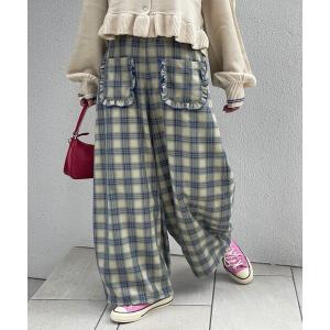 パンツ 「HELLO.SANFRANCISCO/ハローサンフランシスコ」チェック柄フリルポケットボリュームパンツ レディース
