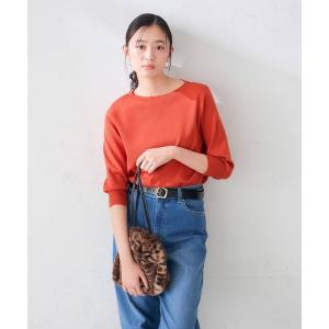 ニット セーター 「UVカット/洗える」ボートネックパフスリーブニット レディース