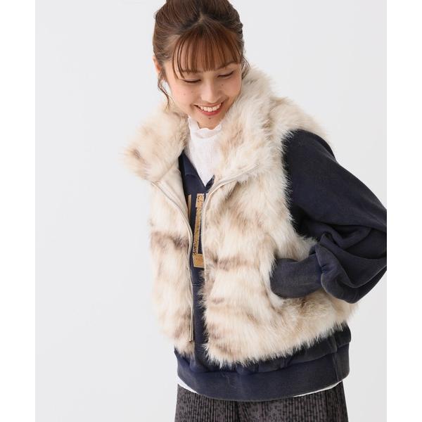 ベスト ジレ 柄ファージップベスト レディース