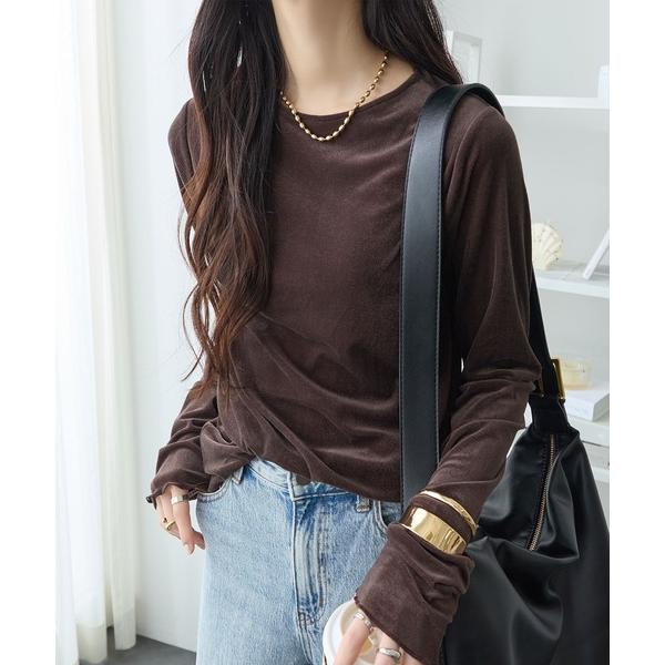 tシャツ シアーベロアトップス（クルーネック） レディース