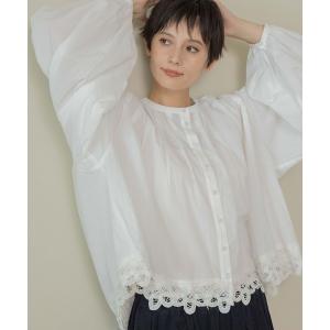 ブラウス シャツ 「natural by clip」クルミボタンバテンレースブラウス レディース