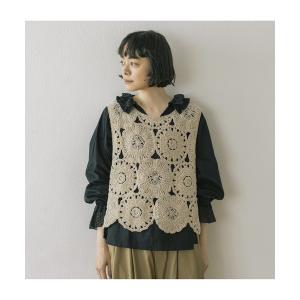 ニット セーター 「natural by clip」モールレース刺繍ベスト レディース