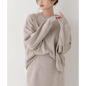 ニット セーター 毛玉ができにくいニット クルーネックワイドトップス(セットアップ可) レディース