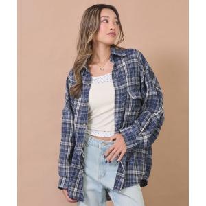 ブラウス シャツ ウォッシュ加工チェックネルシャツ レディース