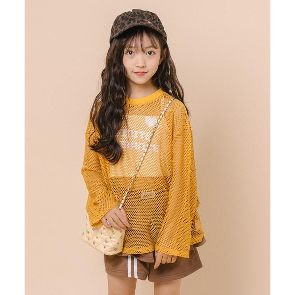 tシャツ 「1枚でもレイヤードでも盛れる」ロゴプリントオーバーサイズメッシュトップス キッズ 子供服...