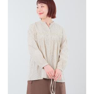 ブラウス シャツ 「WEB限定」「大きいサイズ」胸元シャーリングシャツ レディース
