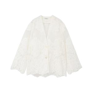 ジャケット テーラードジャケット 「CLANE/クラネ」 FLOWER LACE WIDE SHIRT JACKET/フラワーレースワイドシャツジャケット レディース