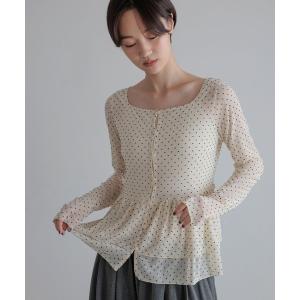 tシャツ ドットレースチュールLS　1068509 レディース