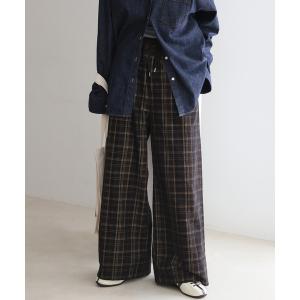 ワイドパンツ パンツ チェックコールパンツ レディース