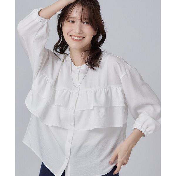 ブラウス シャツ 「S-LL/洗濯機可」1枚で華やか ティアードフリルブラウス レディース