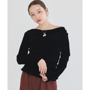 tシャツ ドレープカットチュールフロッキープルオーバー レディース