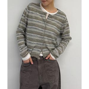 カーディガン Lakey Park　ボーダーニットカーディガン レディース