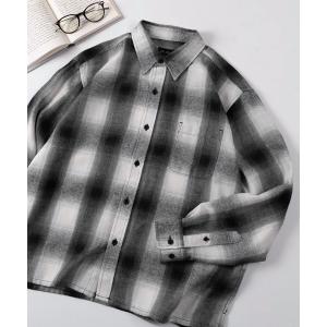 シャツ 「70」オンブレチェック/ミニチェック クロップドシャツ/ネルシャツ/ライトアウター/ヴィンテージライク/短丈/ユニセックス/レディース/メンズ