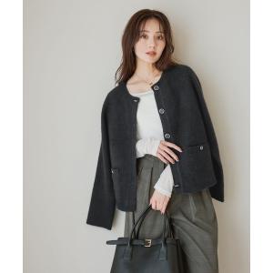ニット セーター Cラクーン混ボタンクルーカーディガン/670456 レディース