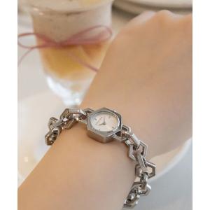 腕時計 レディース 「OLIVIA BURTON/オリビアバートン」シグネチャー - 18mm ヘックスリンク ミニ シルバーホワイト サンレイ ブレスレット レディース
