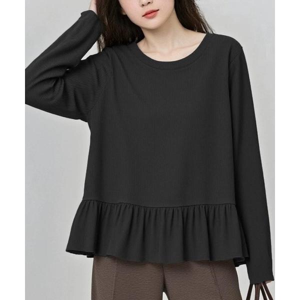 tシャツ ゆったり着られてさりげなく華やぐ、ペプラムカットトップス レディース