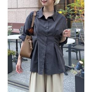 ブラウス シャツ ウエストタックスエードタッチシャツ レディース