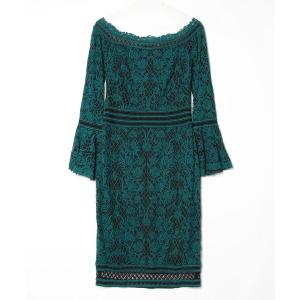 「Tadashi Shoji  」 レース長袖ワンピース 4 グリーン レディース