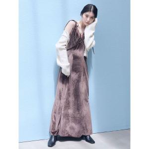 ワンピース カーデセットレーストリムベロアワンピース