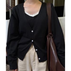 カーディガン ruffle trim layered like knit cardigan / ラッフルトリムレイヤードライクニットカーディガン レディース