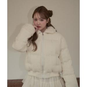 コート アウター ロゴラメツイードキルティングボアダウン レディース