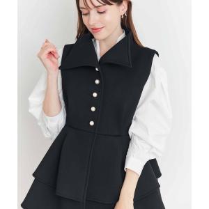 ベスト ジレ パールボタンペプラムジレ レディース