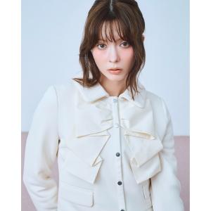 ジャケット テーラードジャケット フロントリボンステンカラージャケット レディース