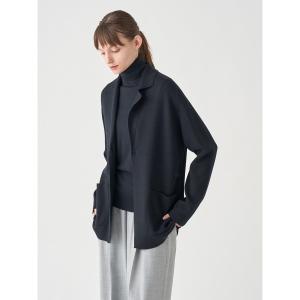 ニット セーター ミラノリブ長袖ラペルニットジャケット レディース