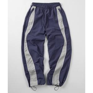 パンツ 「82」「セットアップ可能」ウェーブライン パイピング切替 ナイロン トラックパンツ/スポーツMIX/テックパンツ/Y2K/ユニセックス/レディース/メンズ