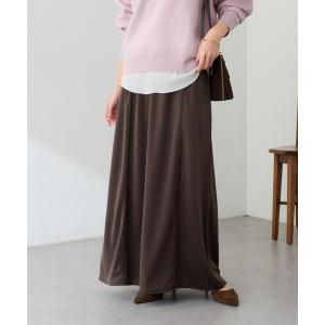 ロング スカート カットサテンAラインスカート
