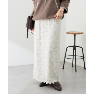 ロング スカート ストレッチレーススカラップスカート