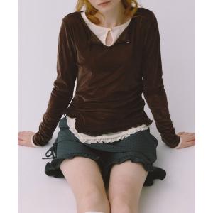 tシャツ sheer velours asymmetry frill tops / シアーベロアアシメカットソー レディース
