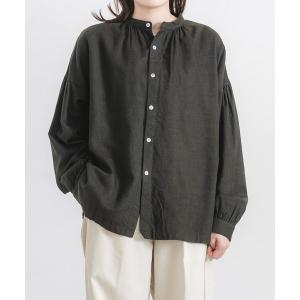 ブラウス シャツ コットンテンセルミニチェックネルギャザーシャツ レディース