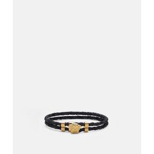 「VERSACE」 ブレスレット ONE SIZE ブラック×ゴールド メンズ