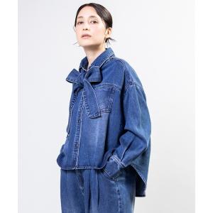 ブラウス シャツ セルロースデニムリボンシャツ レディース