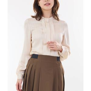 ブラウス シャツ 「NARACAMICIE」サテンストライプフロントタック長袖ブラウス レディース